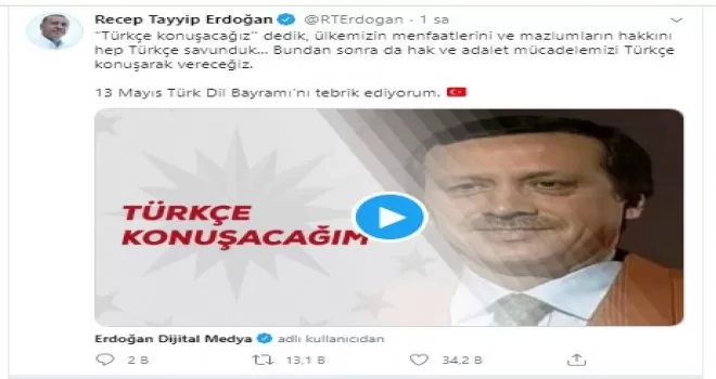 Cumhurbaşkanı Erdoğan’dan “Türk Dil Bayramı“ paylaşımı
