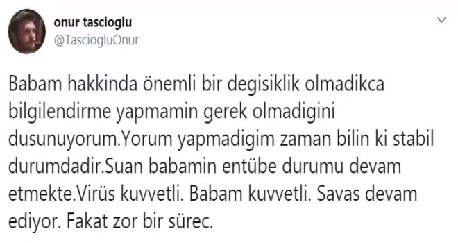 Dahiliye Profesörü Cemil Taşcıoğlu’nun son durumu hakkında oğlundan açıklama
