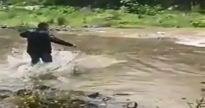 Derenin ortasında mahsur kalan köpeğin imdadına kulüp başkanı koştu
