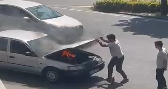 Düzce’de otomobil yangını paniğe neden oldu