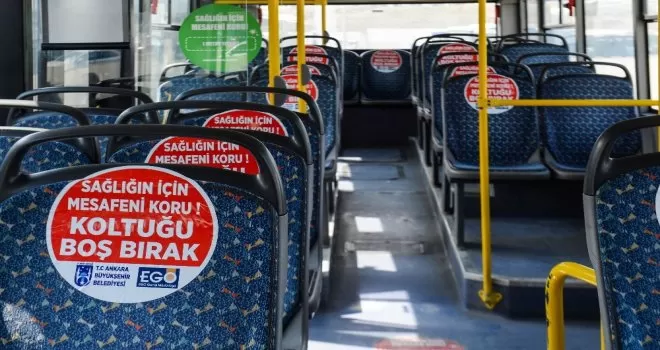 EGO otobüslerinde “Sosyal Mesafeni Koru“ farkındalığı
