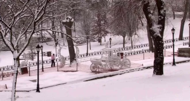 Emirgan Korusu’nda kartpostallık kar görüntüleri
