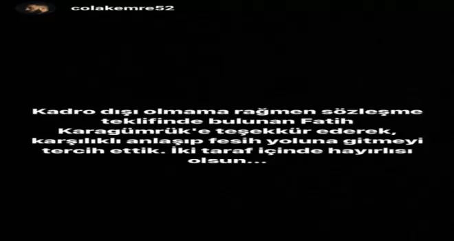 Emre Çolak, Karagümrük’le sözleşmesini feshetti

