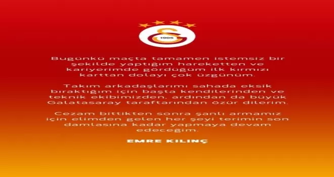 Emre Kılınç: “Gördüğüm kırmızı karttan dolayı çok üzgünüm“
