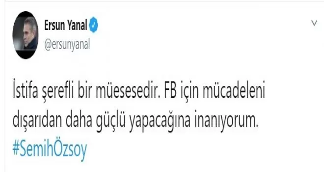 Ersun Yanal’dan Semih Özsoy’a mesaj
