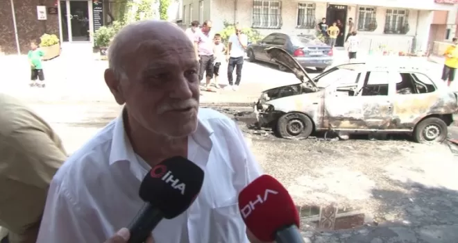 Esenler’de bir otomobil alev alev yandı
