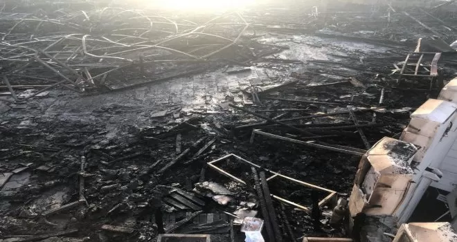 Estergon Kalesi’ndeki restoranda çıkan yangında geriye küller kaldı
