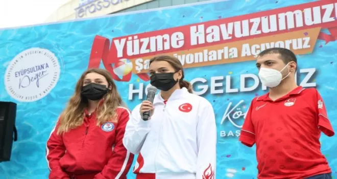 Eyüpsultan’ın 2. havuzu şampiyonlar eşliğinde açıldı
