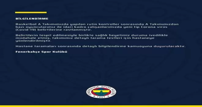 Fenerbahçe Beko’da korona virüs!

