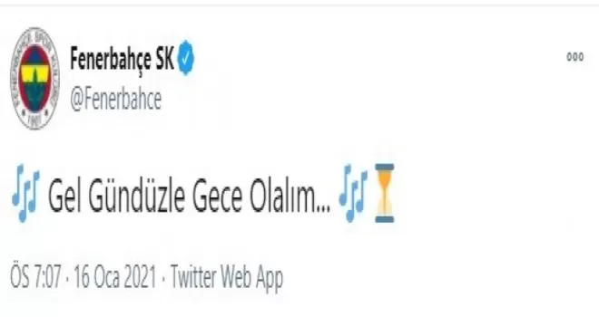 Fenerbahçe’den ’Gel Gündüzle Gece Olalım’ paylaşımı
