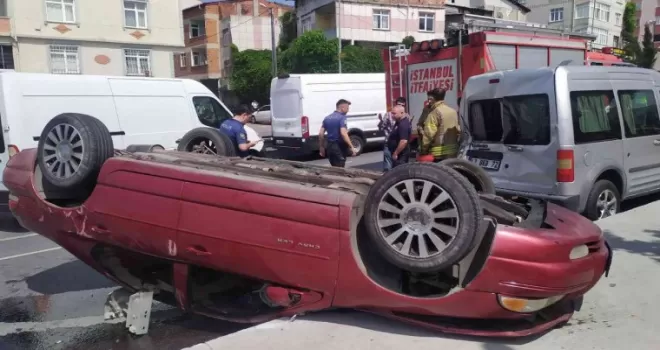 Fren testi yaparken bariyerlere çarpıp takla attı: 1 yaralı
