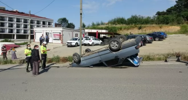 Trabzon'da Freni boşalan otomobil takla attı: 1 yaralı