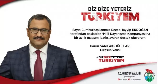 Giresun Valisi’nden Milli Dayanışma Kampanyasına Destek
