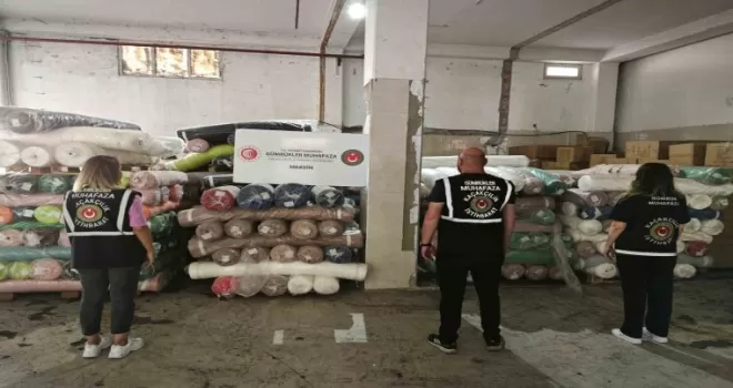 Gümrük Muhafaza ekipleri tonlarca kumaş ele geçirdi

