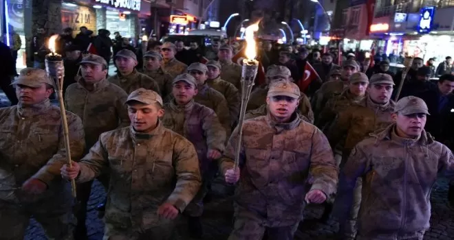 Gümüşhane’de eksi 5 derecede kurtuluş yürüyüşü
