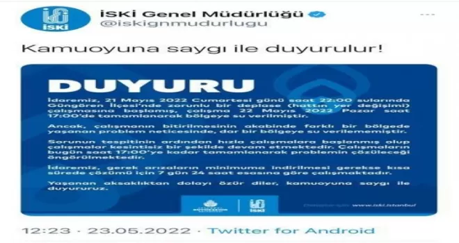 Güngören’de iki gün süren su kesintisi vatandaşları isyan ettirdi
