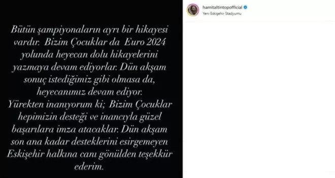 Hamit Altıntop: “Sonuç istediğimiz gibi olmasa da heyecanımız devam ediyor“
