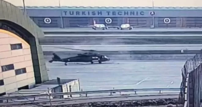 Havalimanındaki helikopter kaza anı kamerada
