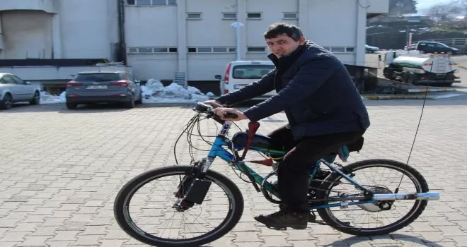 Otomobili alamayınca bisikletine motor taktı
