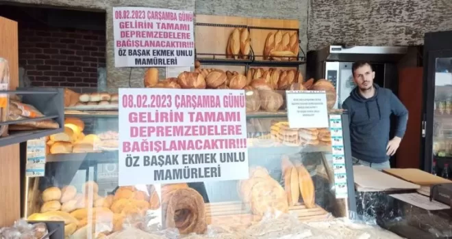 Hayırsever fırıncı bir günlük gelirini deprem bölgesine bağışları
