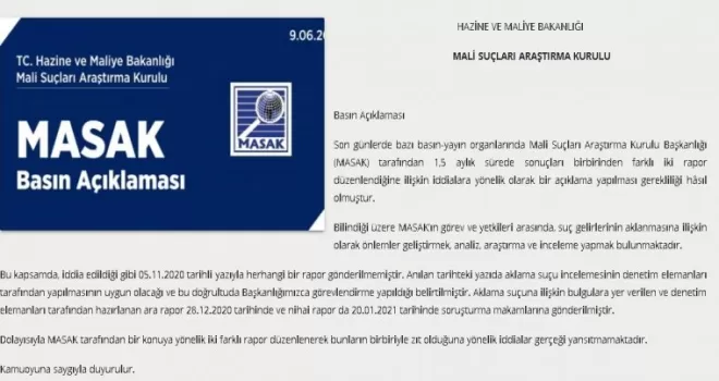 Hazine ve Maliye Bankanlığı’ndan MASAK açıklaması
