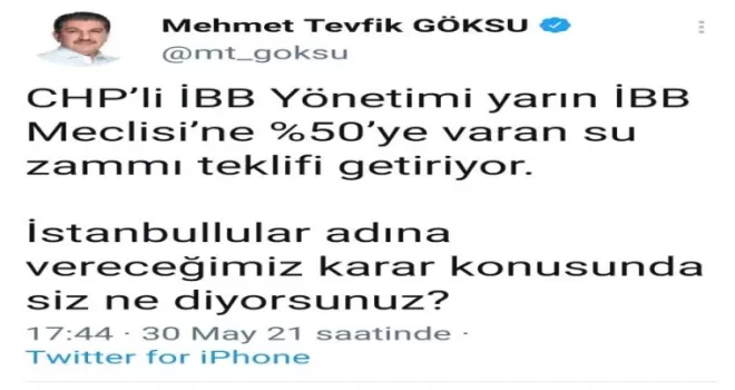 İBB yarın yapılacak İSKİ Genel Kuruluna şok bir zam teklifi ile geliyor
