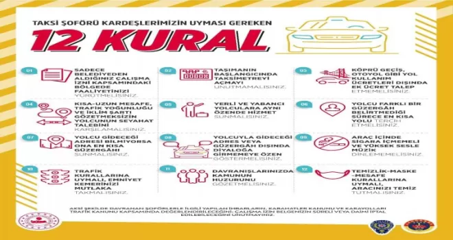 İçişleri Bakanlığından taksi şoförlerine 12 kural hatırlatması
