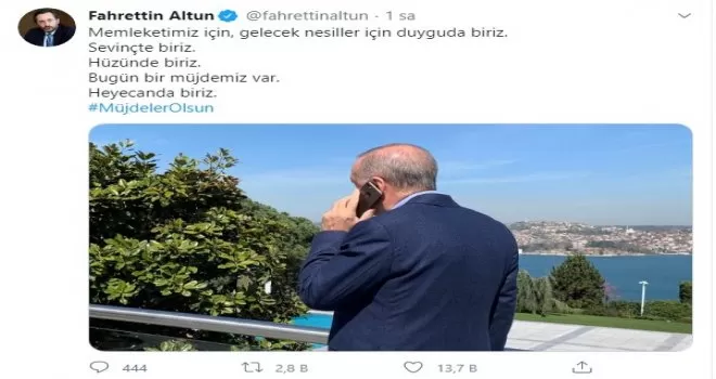 İletişim Başkanı Fahrettin Altun: “Bugün bir müjdemiz var. Heyecanda biriz“

