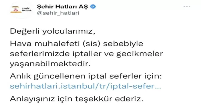 İstanbul’da deniz ulaşımına sis engeli
