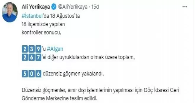 İstanbul’da düzensiz göçmenleri yönelik çalışmalar sürüyor
