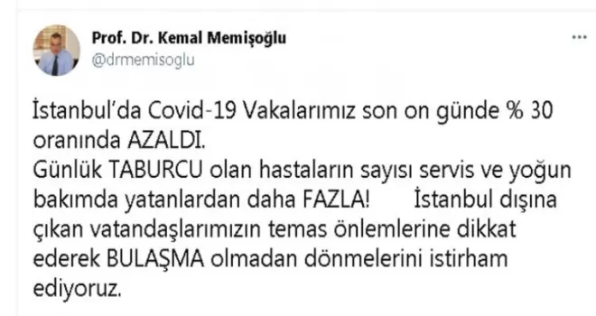 İstanbul’da vaka sayıları son on günde yüzde 30 oranında azaldı
