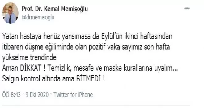 İstanbul İl Sağlık Müdürü uyardı: “Pozitif hasta sayımız yükselme trendinde”
