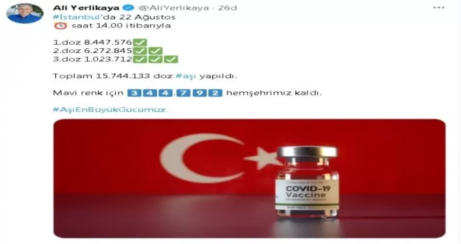 İstanbul Valisi Ali Yerlikaya: ”Mavi renk için 344 bin 792 hemşehrimiz kaldı"
