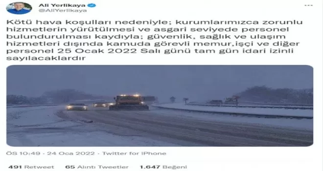 Kamu personellini yarın izinli sayılacak
