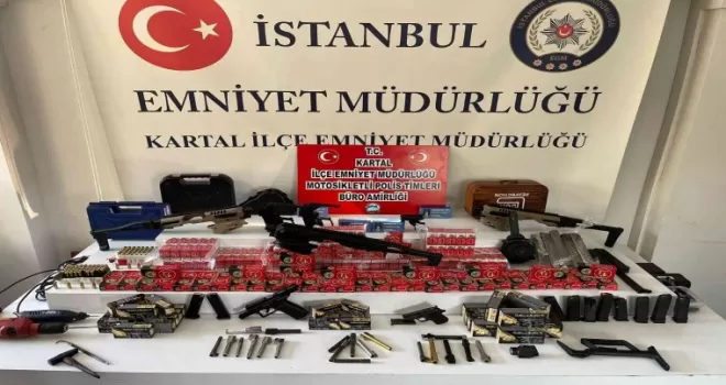 Kartal’da baskın yapılan depodan cephanelik çıktı
