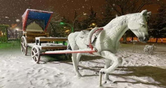 Keçiören’de kartpostallık kar manzaraları
