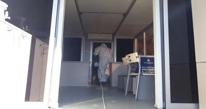 Korona virüs karşı  mobil iletişim araçları dezenfekte edildi
