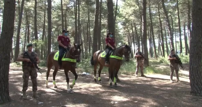 Maltepe’de orman yangınlarına karşı helikopter destekli ve atlı denetim
