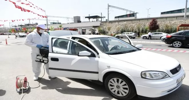 Mamak Belediyesinden araçlar için dezenfekte istasyonu
