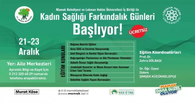 Mamak’ta Kadın Sağlığı Farkındalık Günleri başlıyor
