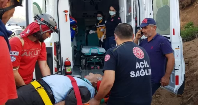 Mantar toplamaya giden yaşlı adam uçuruma yuvarlandı
