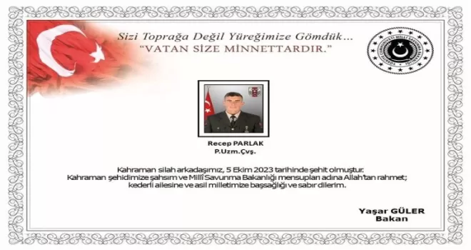 MSB: “Pençe-Kilit operasyonu bölgesinde 1 asker şehit oldu”
