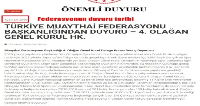 Muaythai Federasyonu, Spor Bakanlığı’nı solladı!

