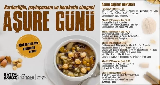 Muharrem ayında Ataşehir’de 6 gün aşure dağıtılacak
