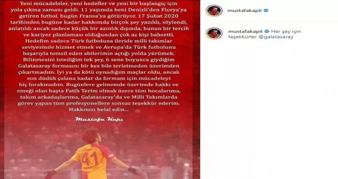 Mustafa Kapı’dan Galatasaray’a veda
