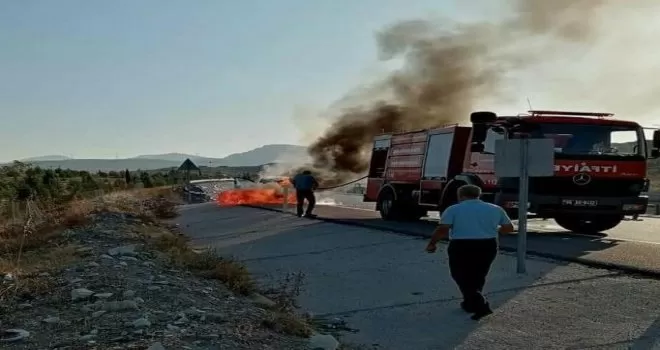 Nallıhan’da korkutan araç yangını
