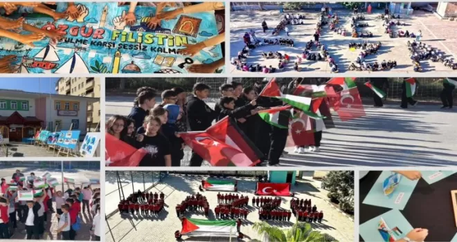 Okullarda eş zamanlı ’Filistin’ farkındalıkları