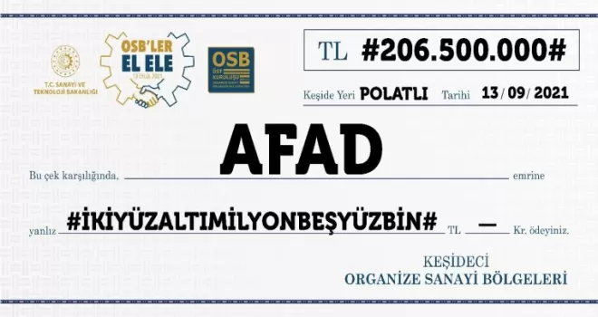 OSB’lerden 206 milyon TL’lik yardım
