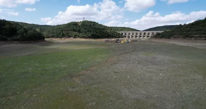 (ÖZEL) Bir kısmı kuruyan Alibeyköy Barajı film seti oldu

