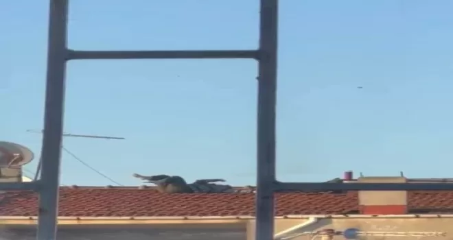 (ÖZEL) Çatıda tehlikeli yoga keyfi kamerada
